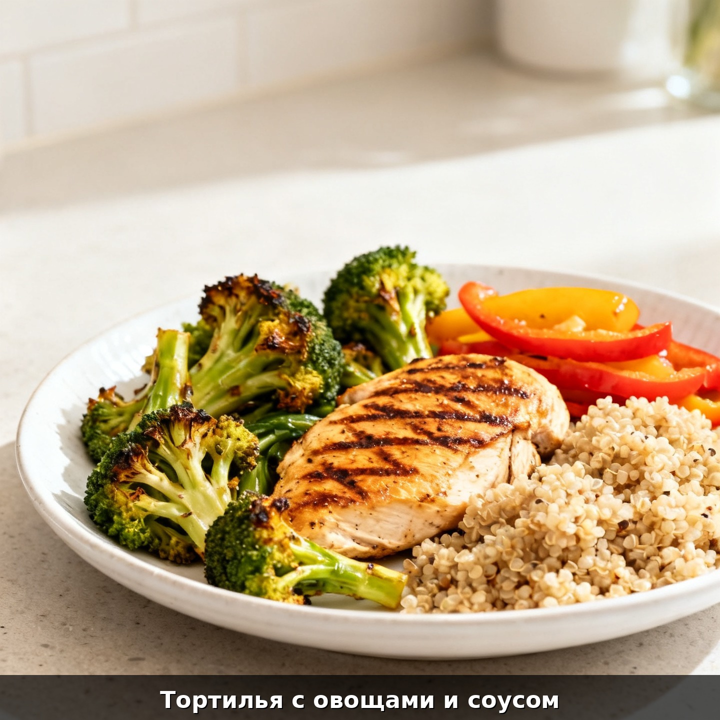 Тортилья с овощами и соусом