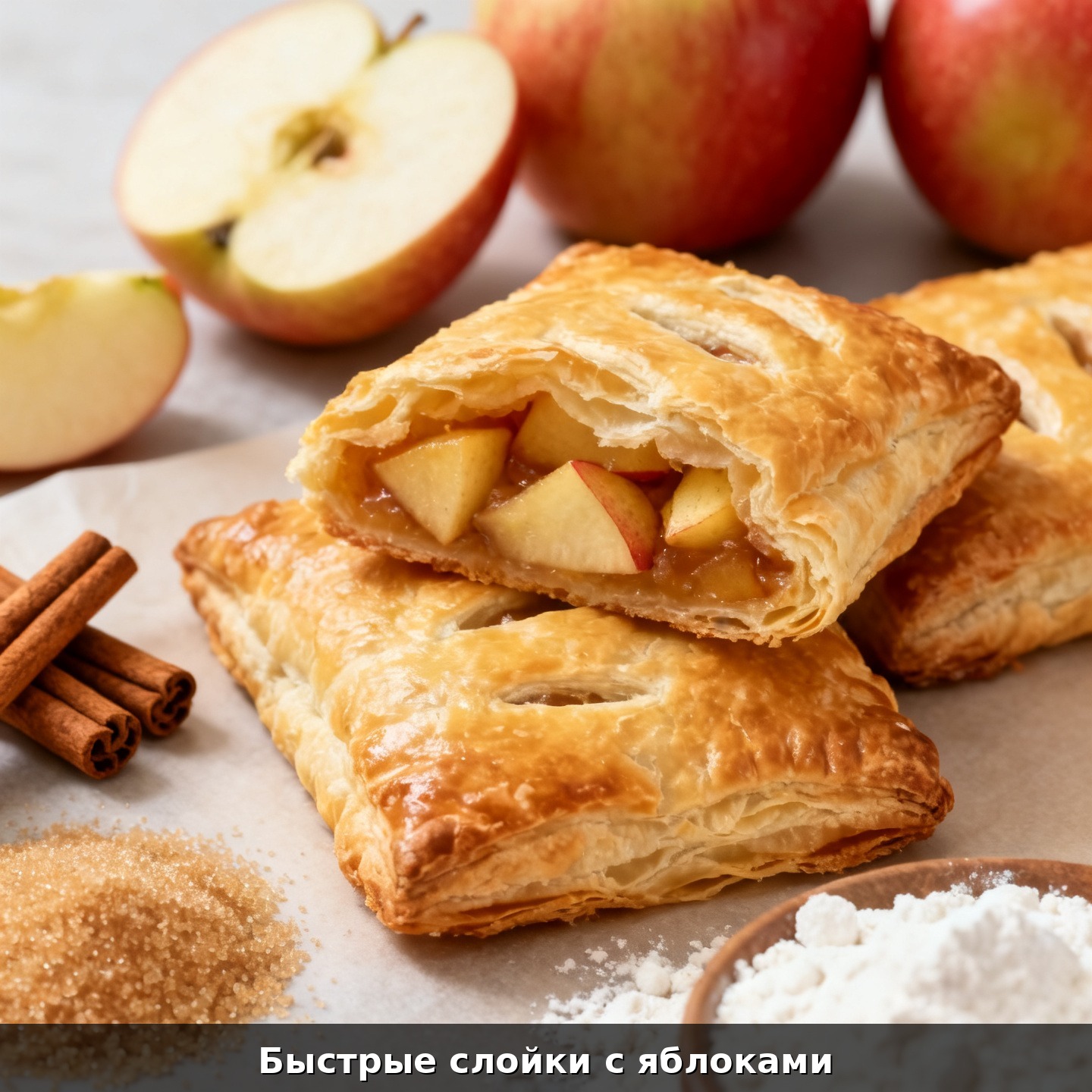 Быстрые слойки с яблоками