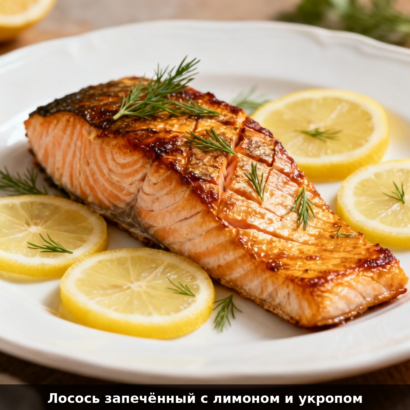 Лосось запечённый с лимоном и укропом
