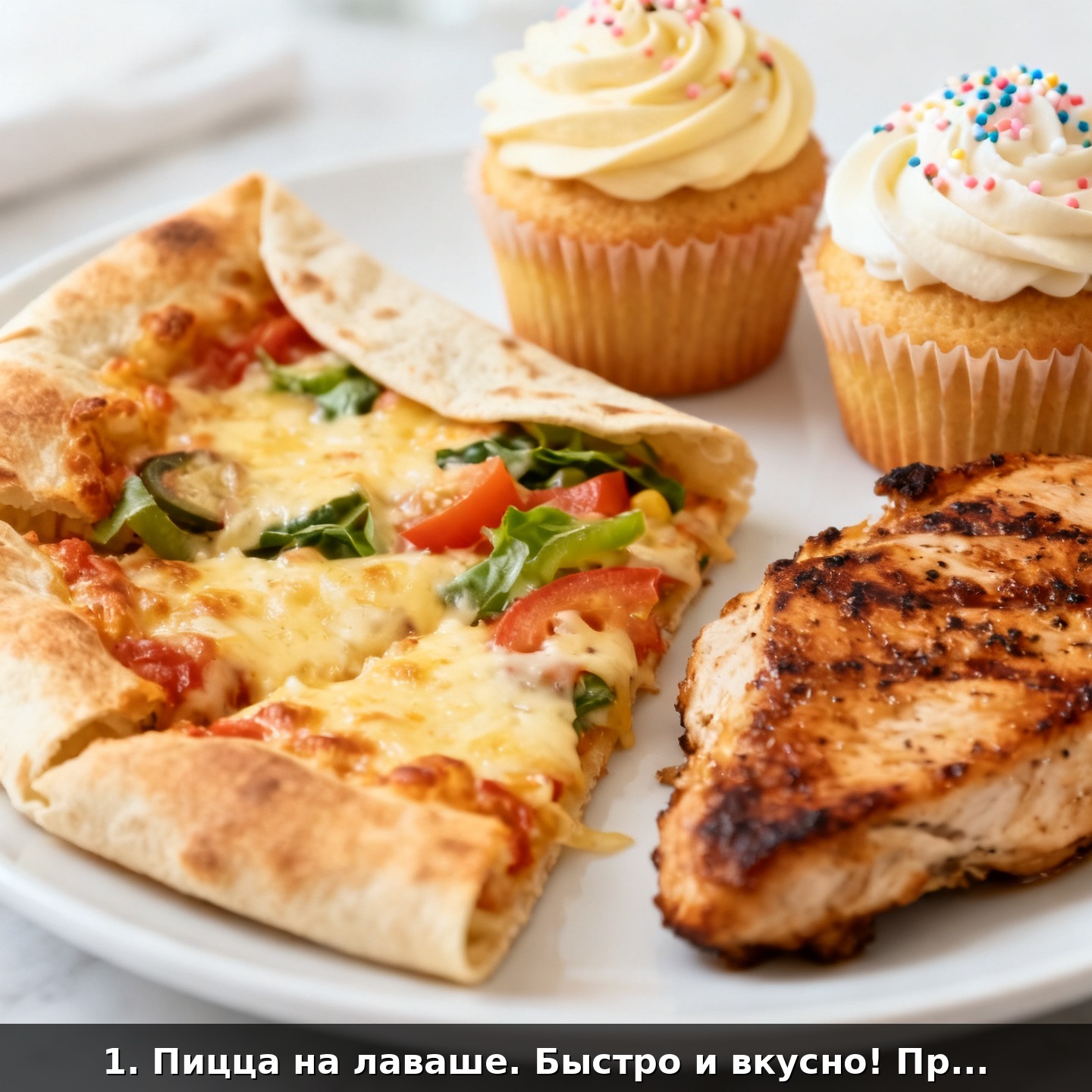 1. Пицца на лаваше. Быстро и вкусно! Просто добавьте любимые ингредиенты на лаваш и готовьте в аэрогриле.