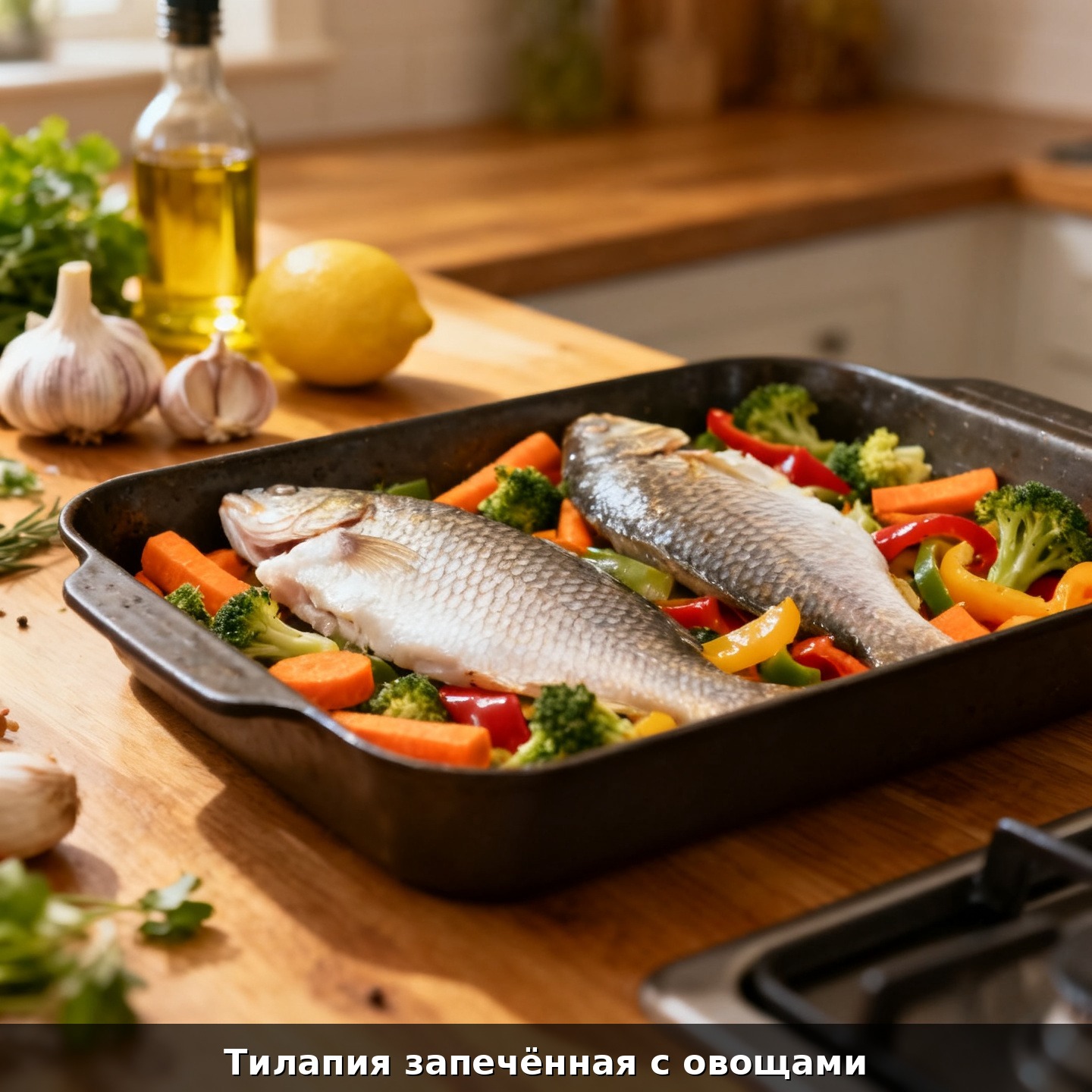 Тилапия запечённая с овощами