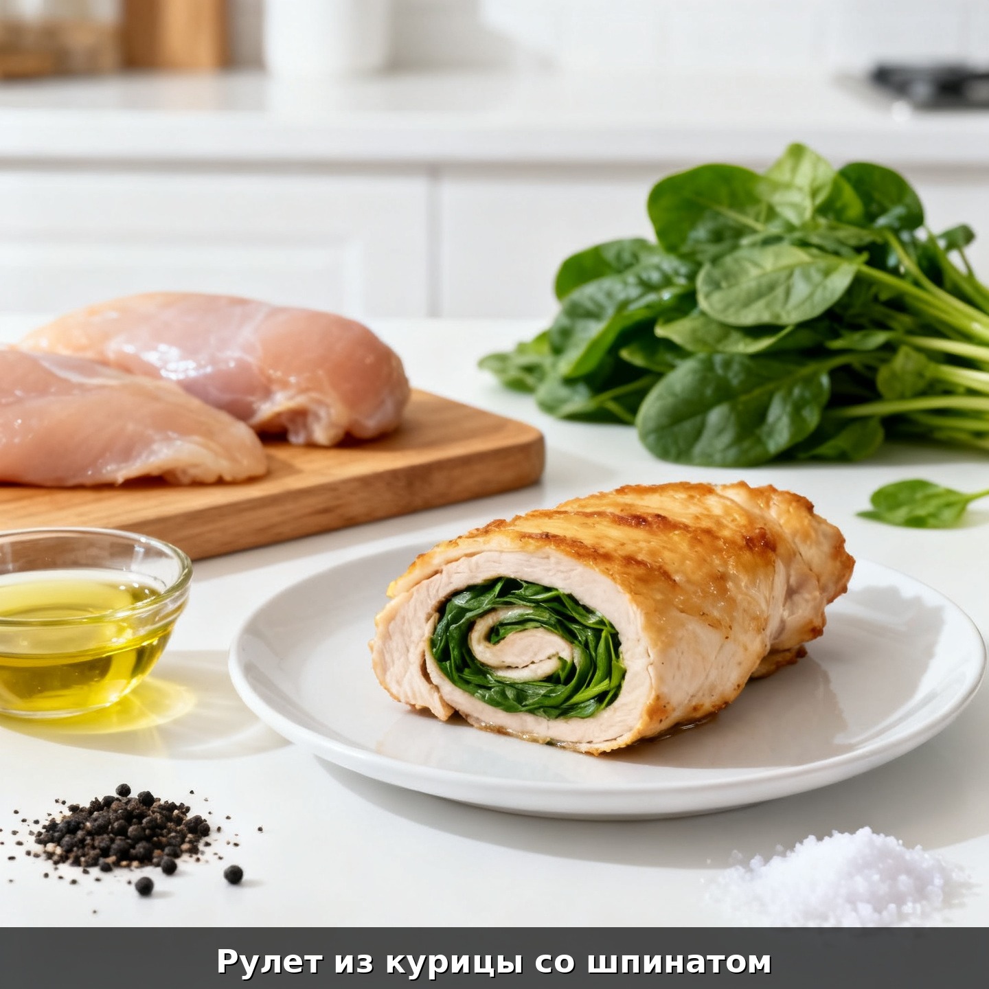 Рулет из курицы со шпинатом