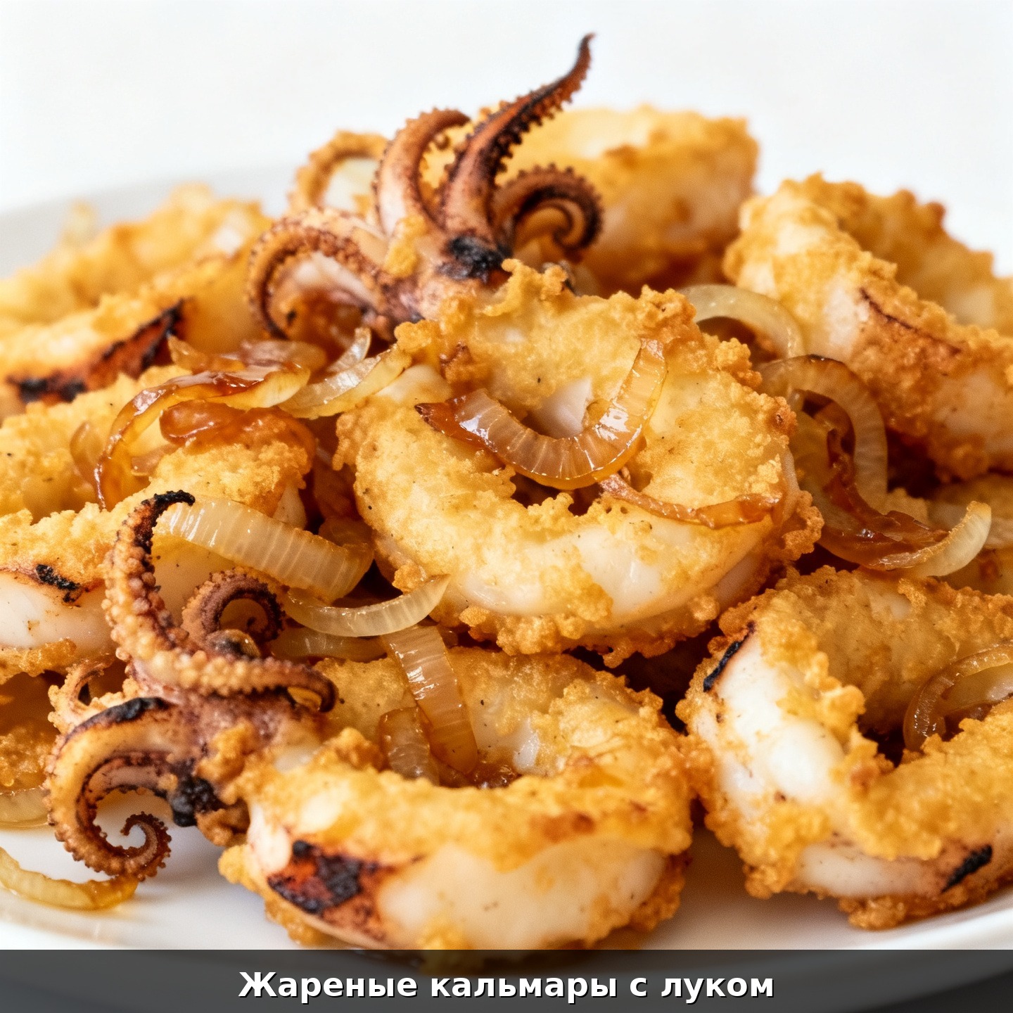 Жареные кальмары с луком
