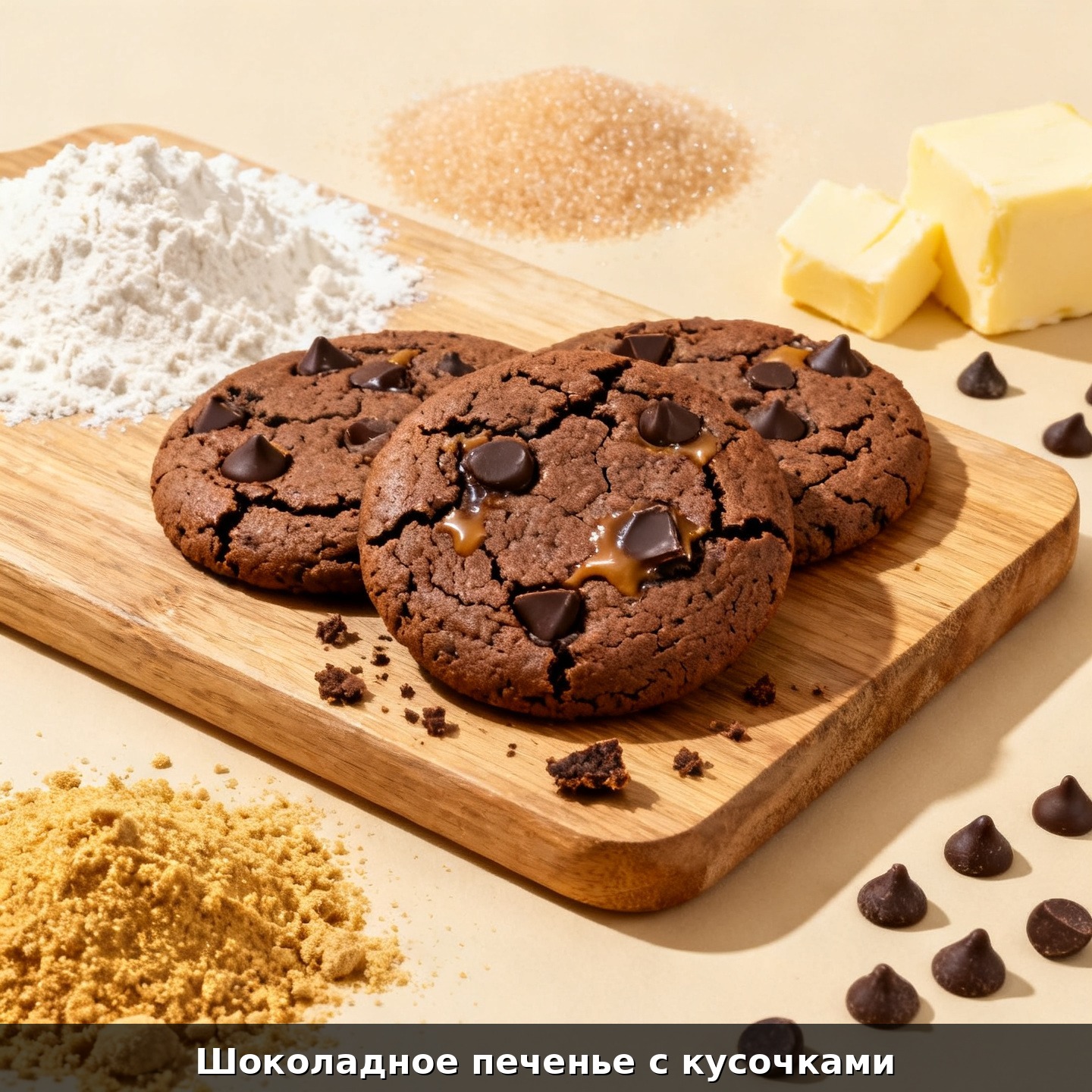 Шоколадное печенье с кусочками