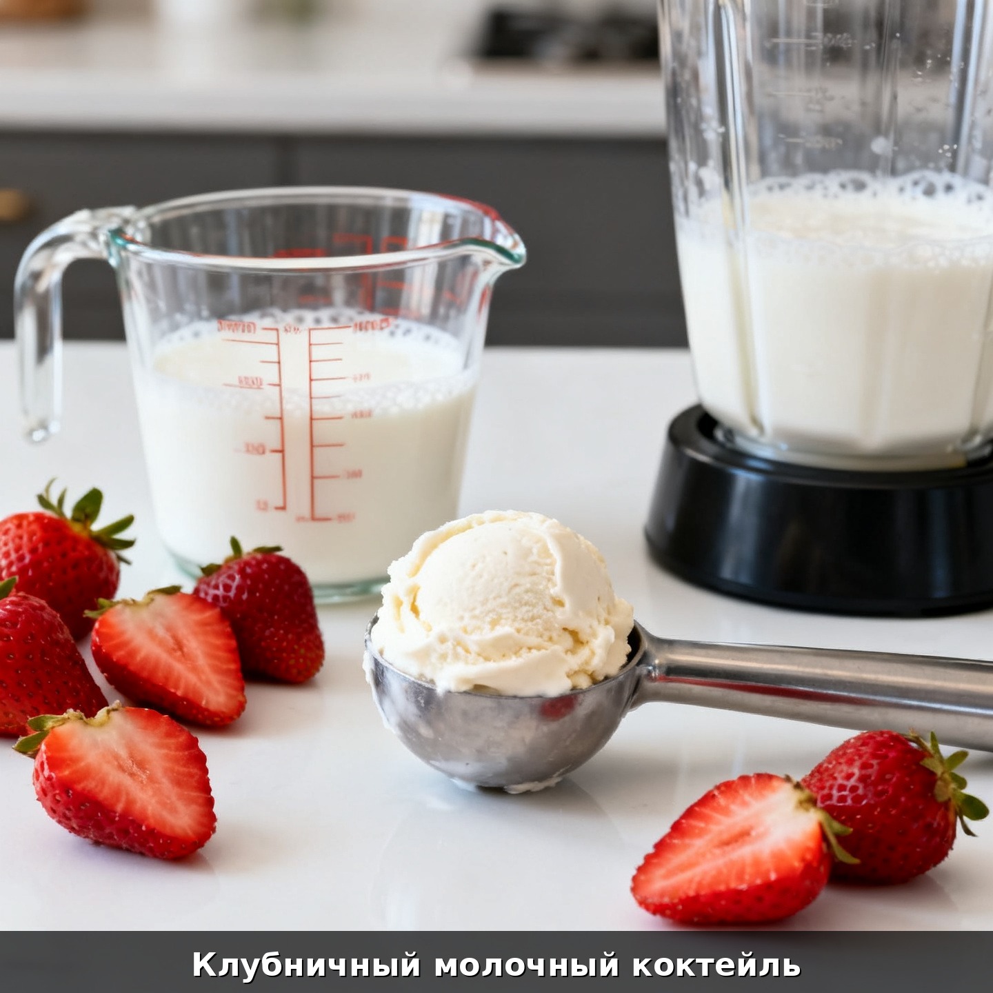 Клубничный молочный коктейль