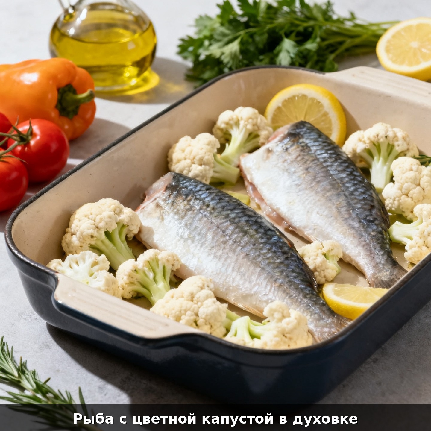 Рыба с цветной капустой в духовке