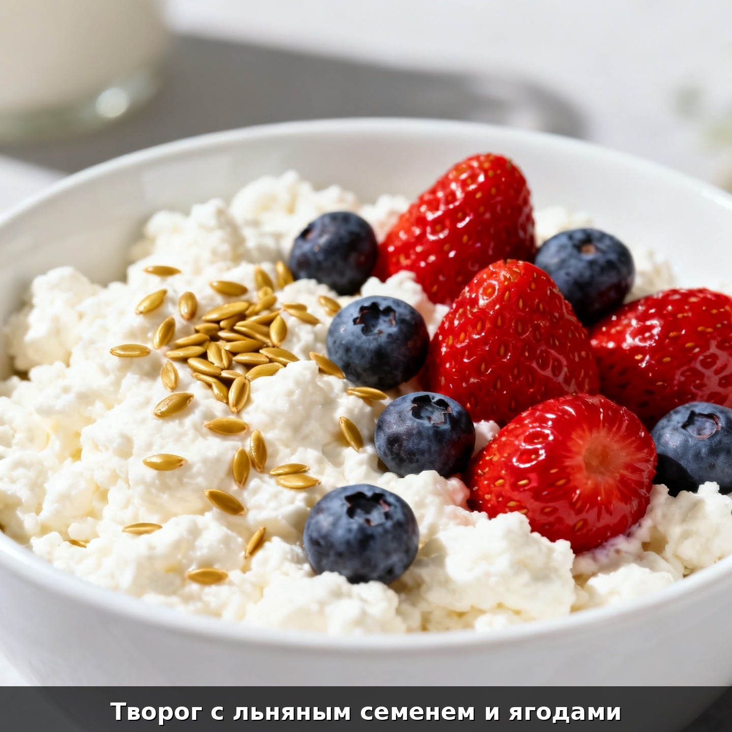 Творог с льняным семенем и ягодами