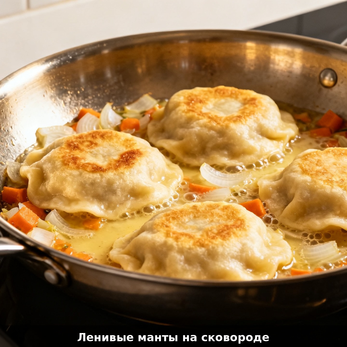 Ленивые манты на сковороде
