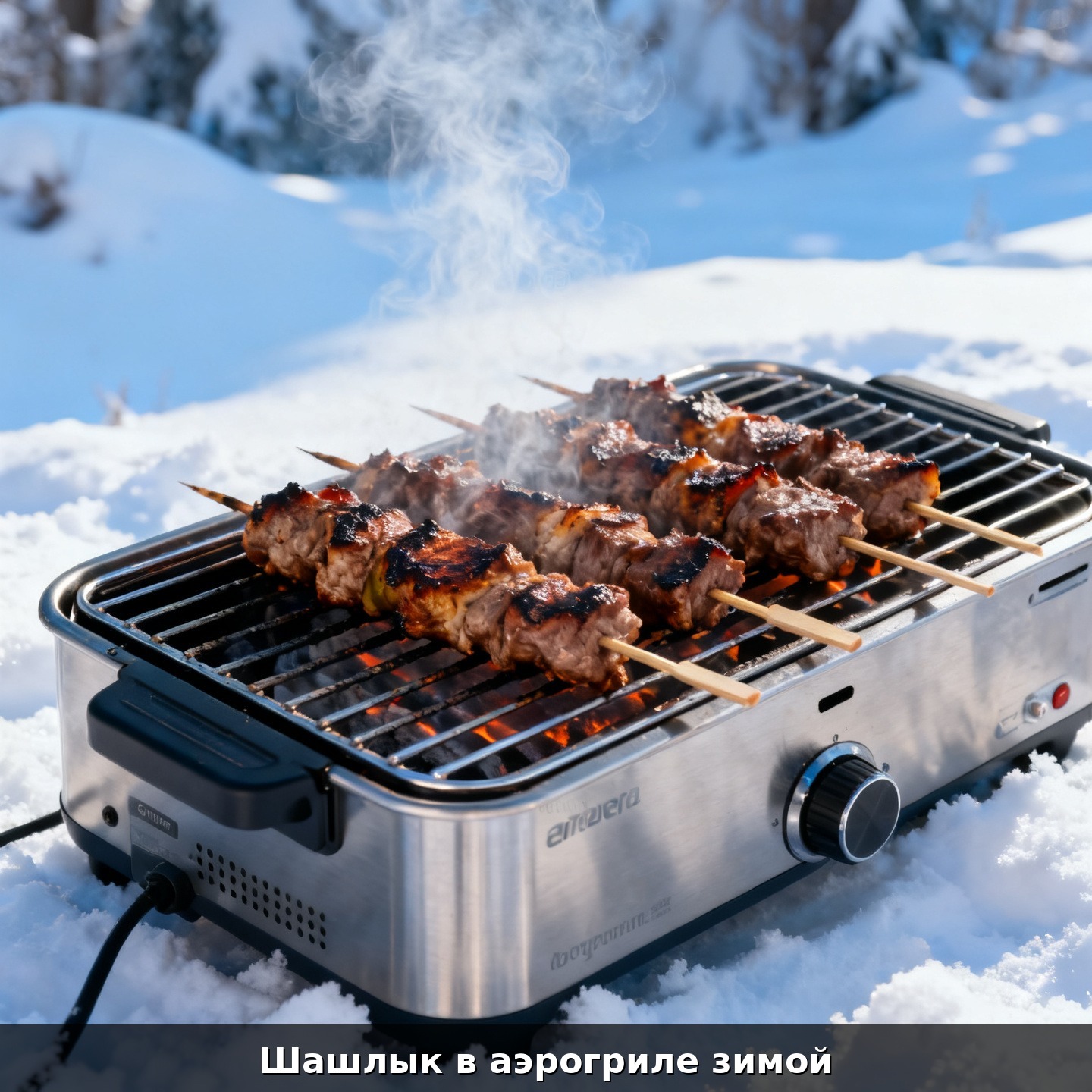 Шашлык в аэрогриле зимой