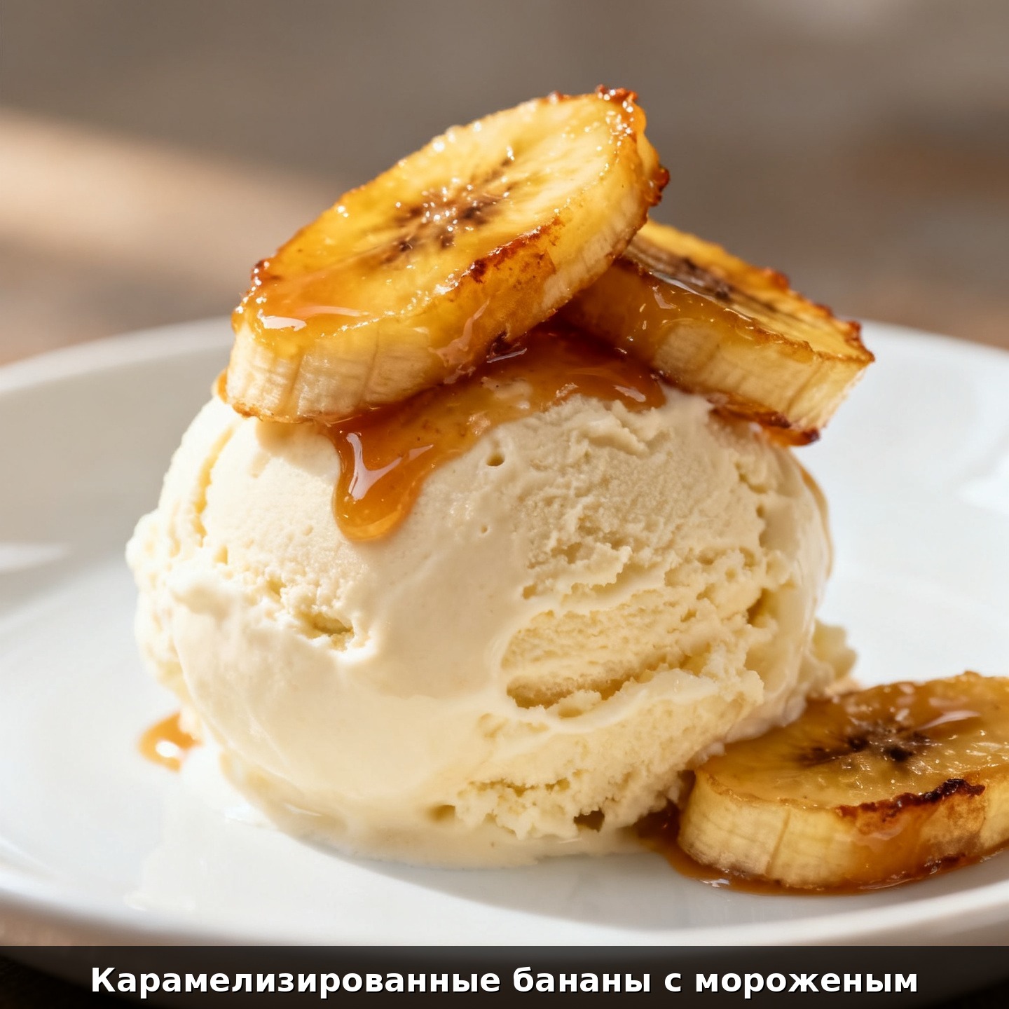 Карамелизированные бананы с мороженым
