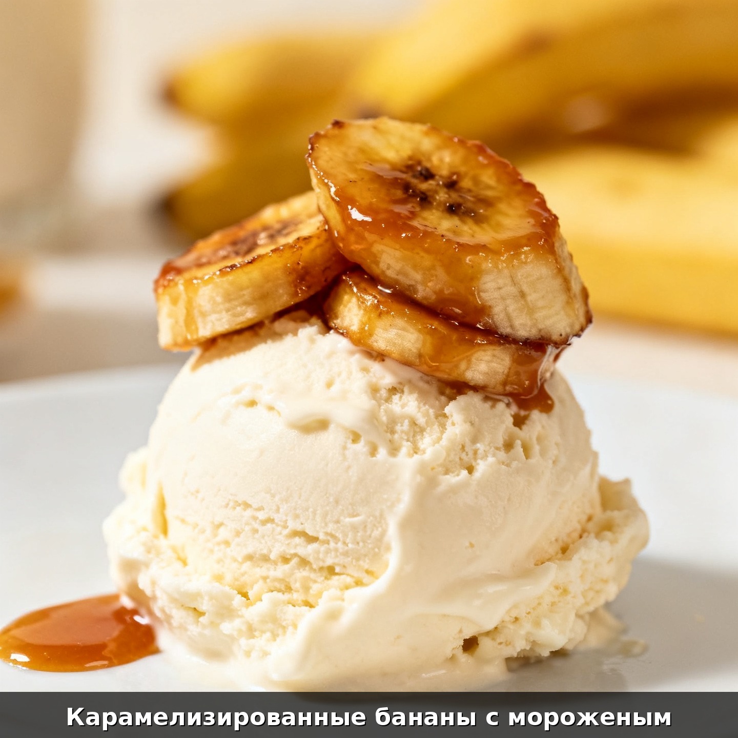 Карамелизированные бананы с мороженым