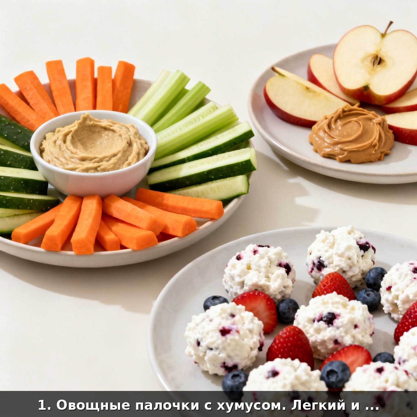 1. Овощные палочки с хумусом. Легкий и питательный перекус, который всегда порадует свежестью!