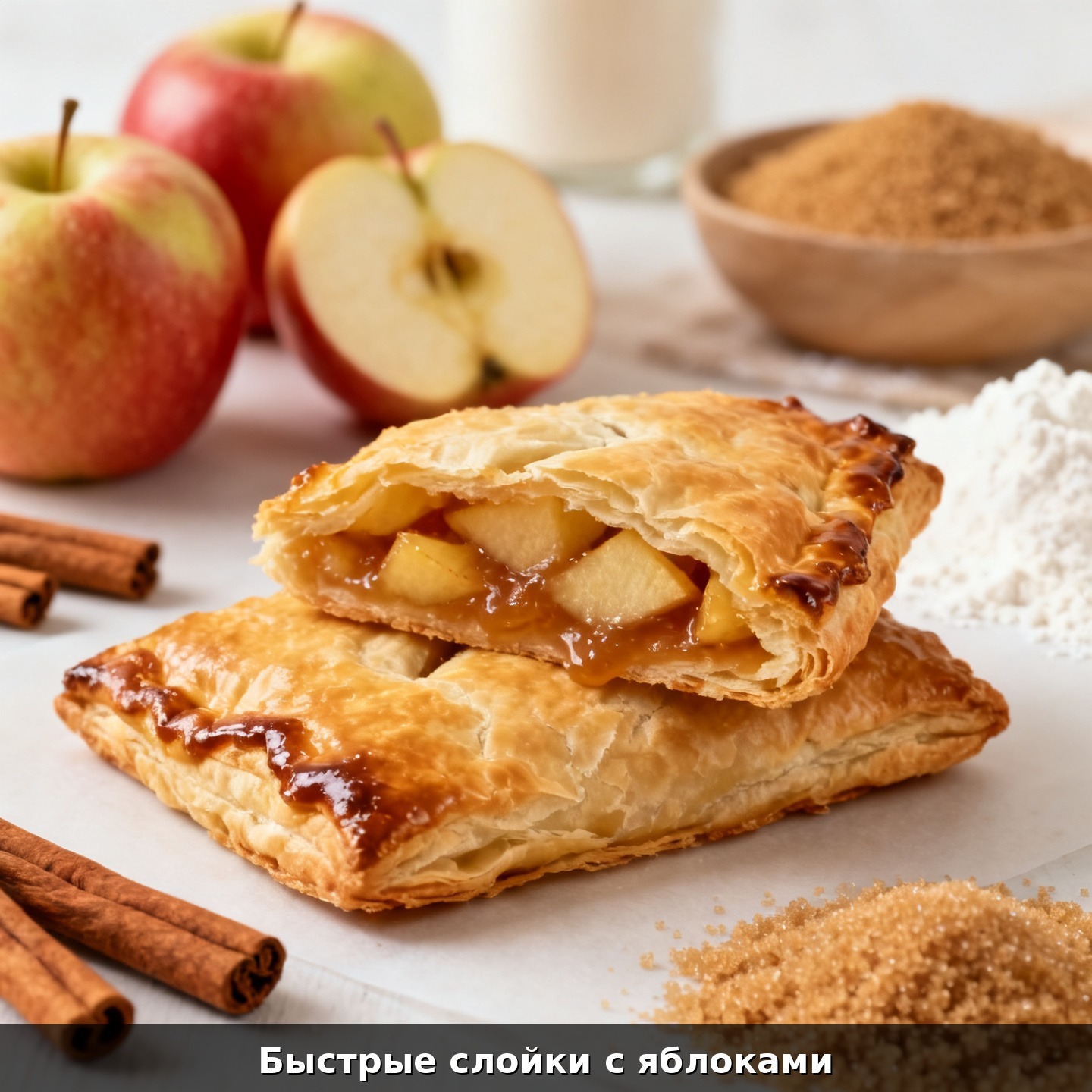 Быстрые слойки с яблоками