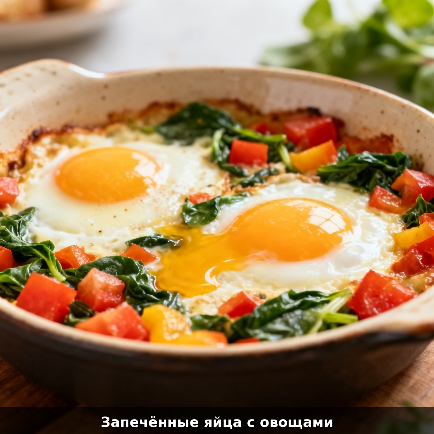 Запечённые яйца с овощами