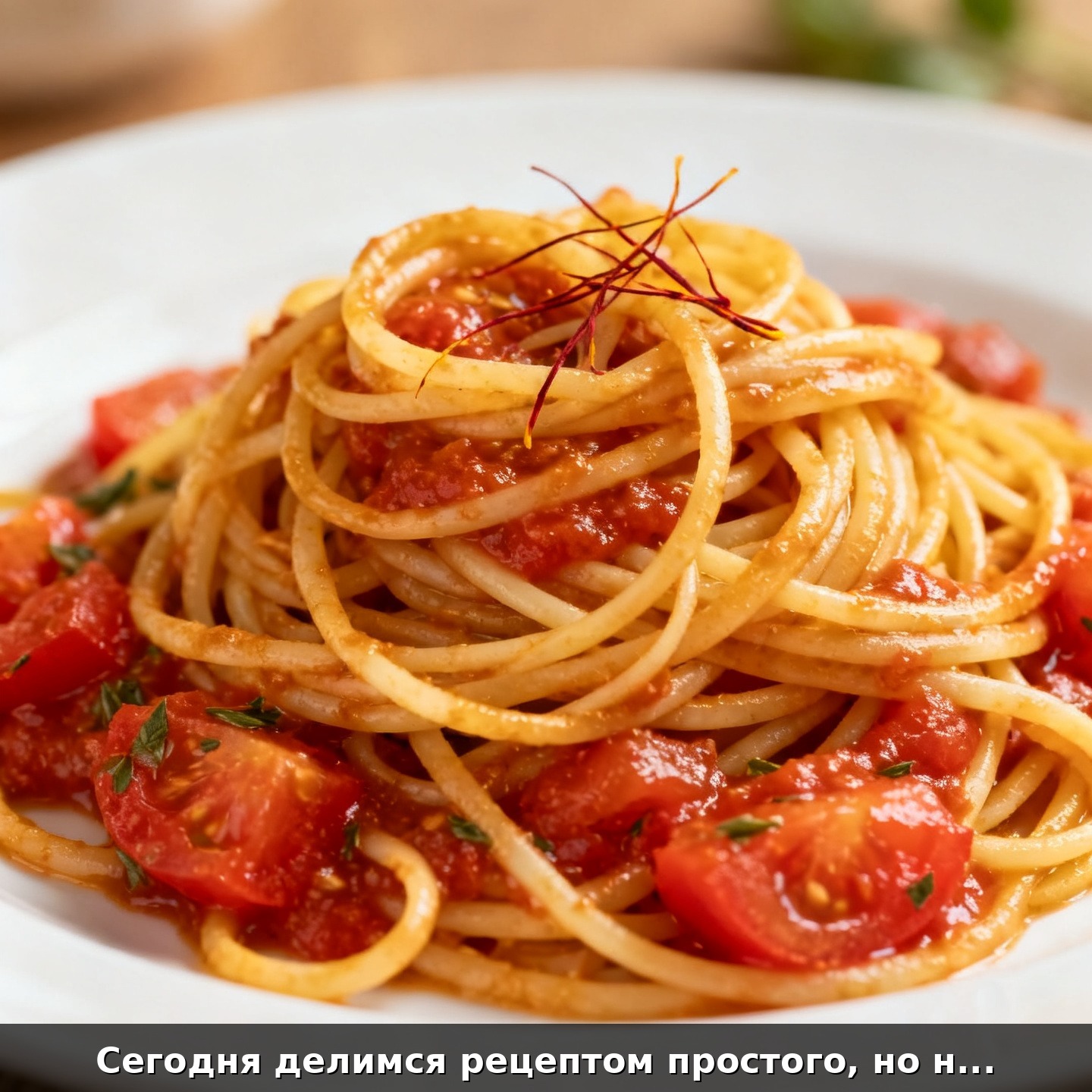 Сегодня делимся рецептом простого, но невероятно вкусного блюда — пасты с томатным соусом! На первый взгляд, она выглядит как обычный ужин. Но вот секрет: добавьте щепотку шафрана! Этот ароматный ингредиент придаст вашему соусу изысканный вкус и яркий цвет.