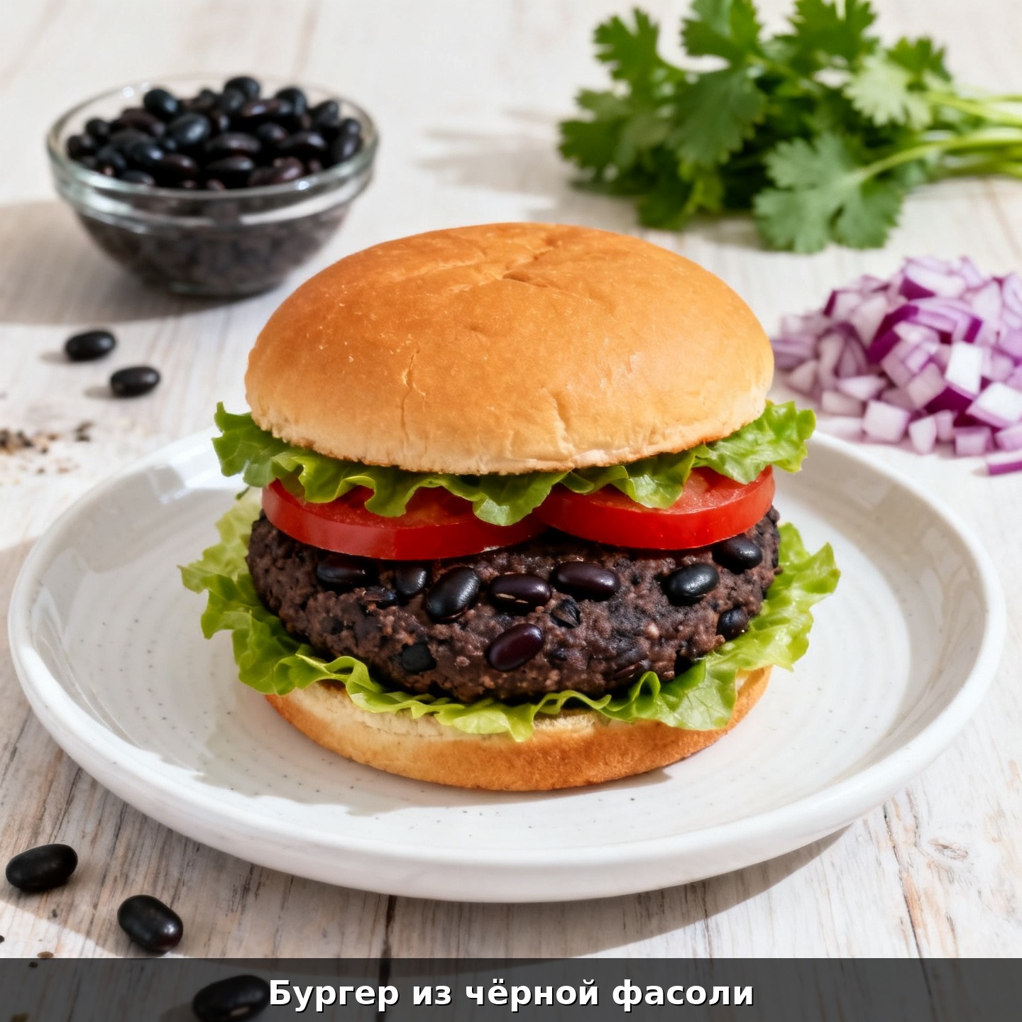 Бургер из чёрной фасоли