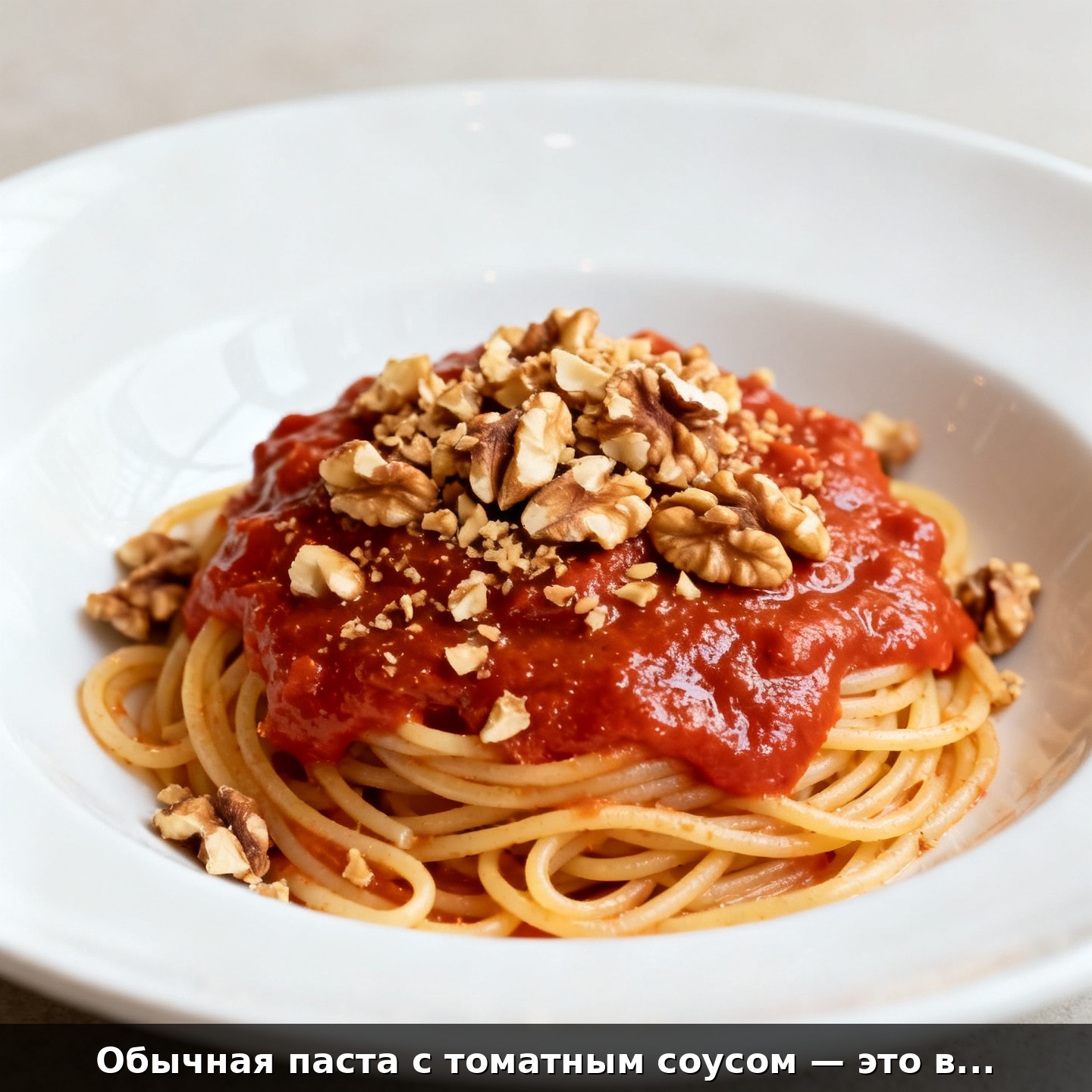 Обычная паста с томатным соусом — это вкусно, но как сделать её по-настоящему ресторанной? Мы добавим один секретный ингредиент — обжаренные грецкие орехи!