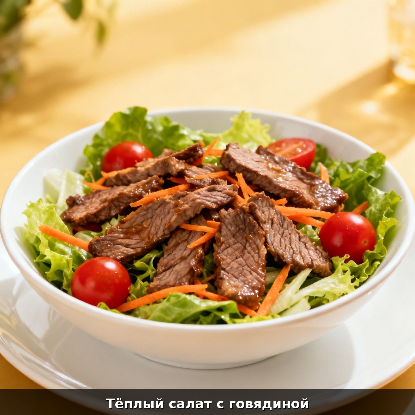 Тёплый салат с говядиной