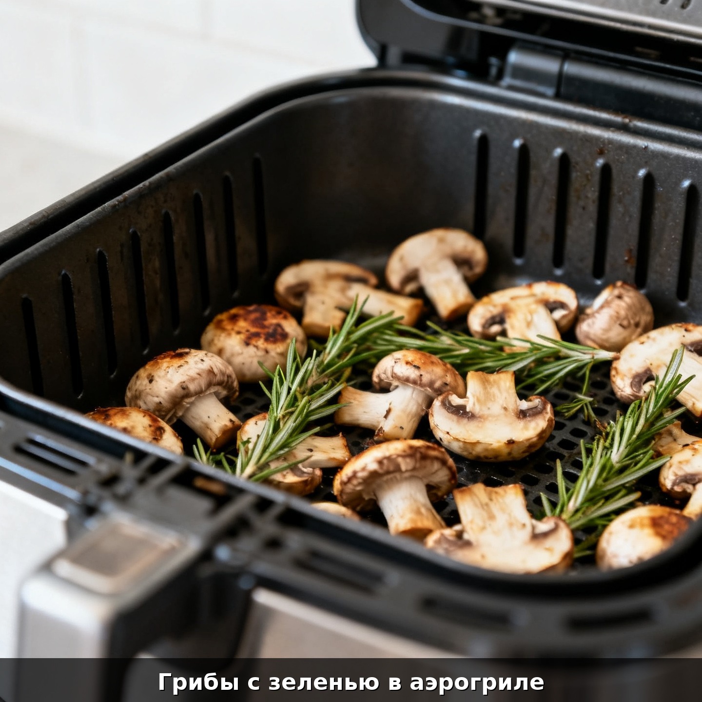 Грибы с зеленью в аэрогриле