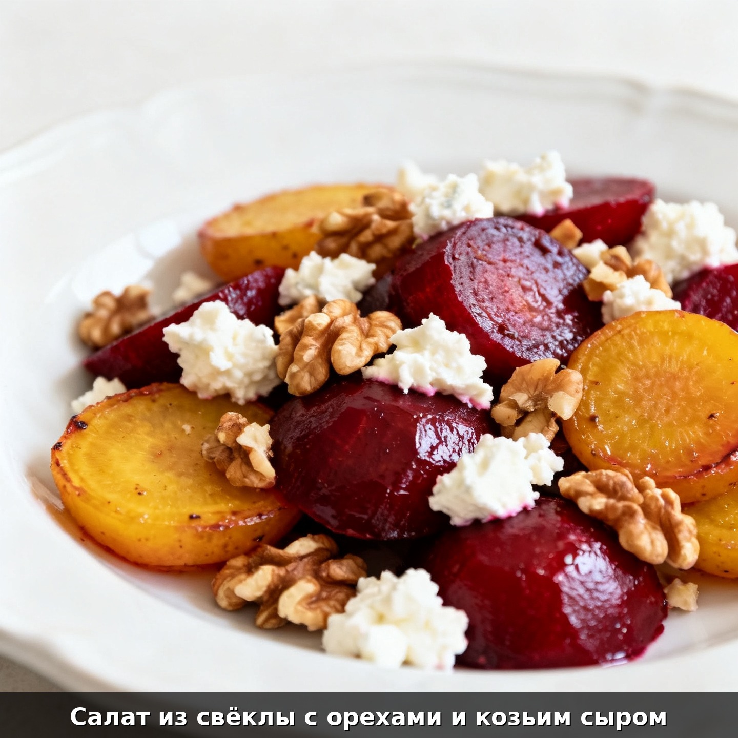 Салат из свёклы с орехами и козьим сыром
