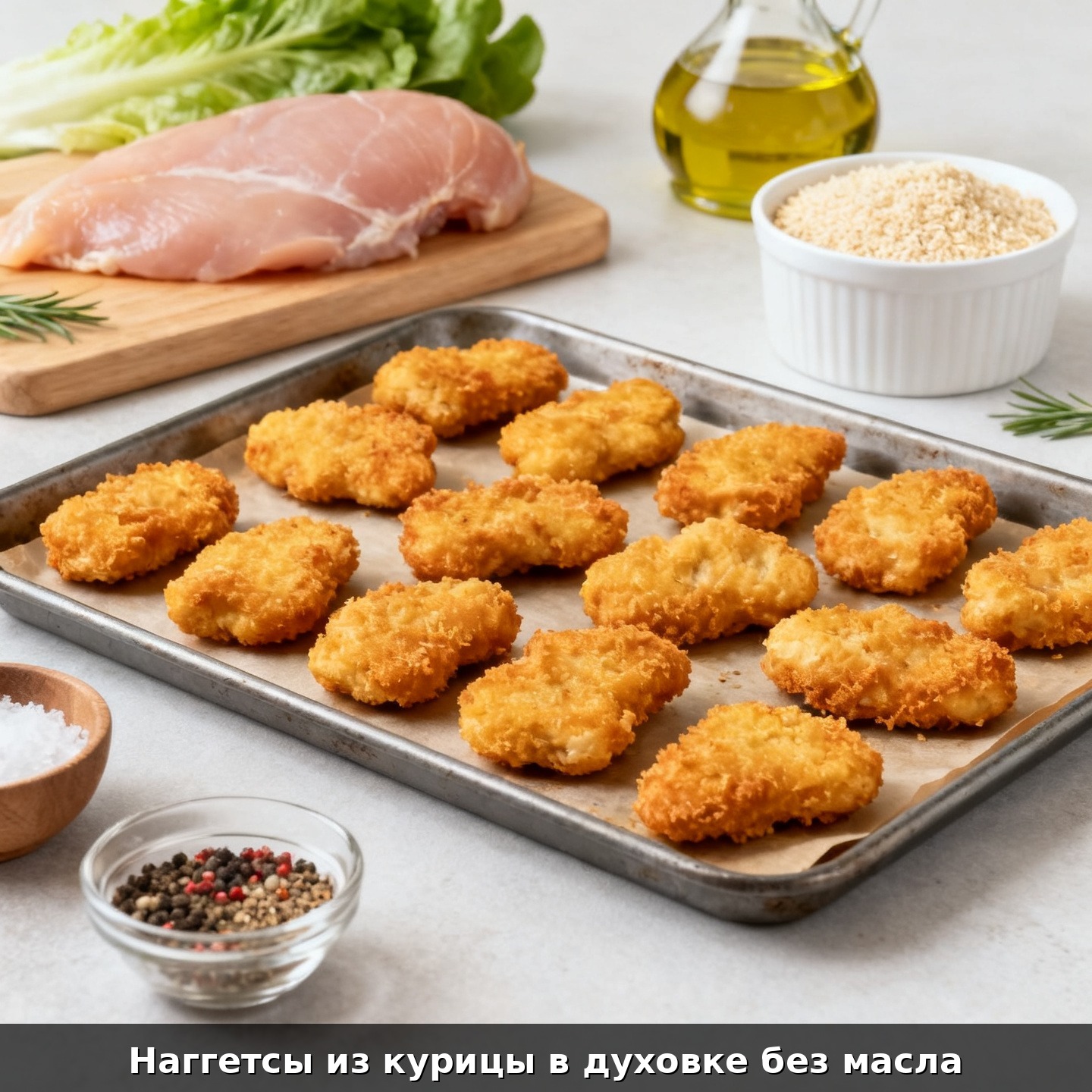 Наггетсы из курицы в духовке без масла