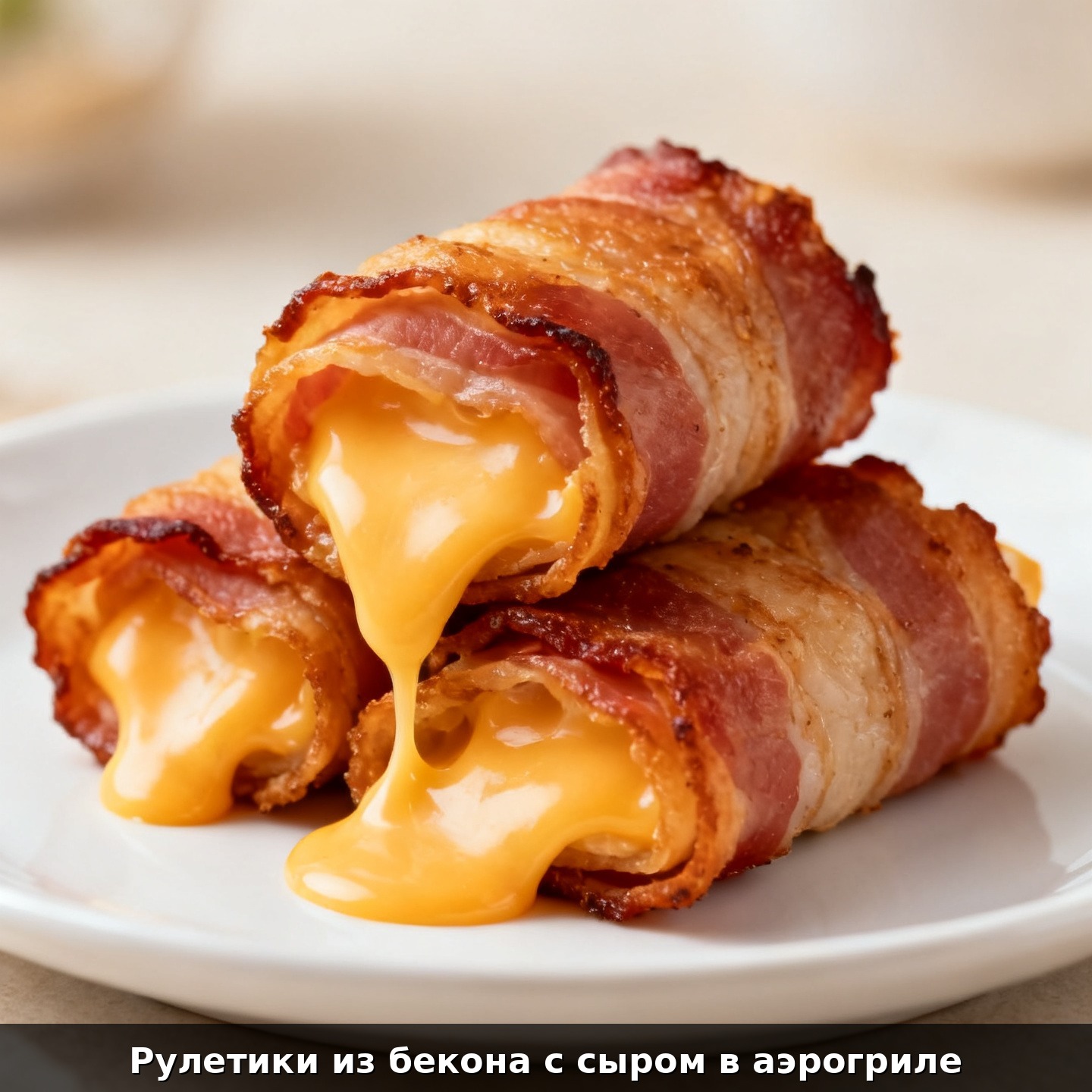 Рулетики из бекона с сыром в аэрогриле