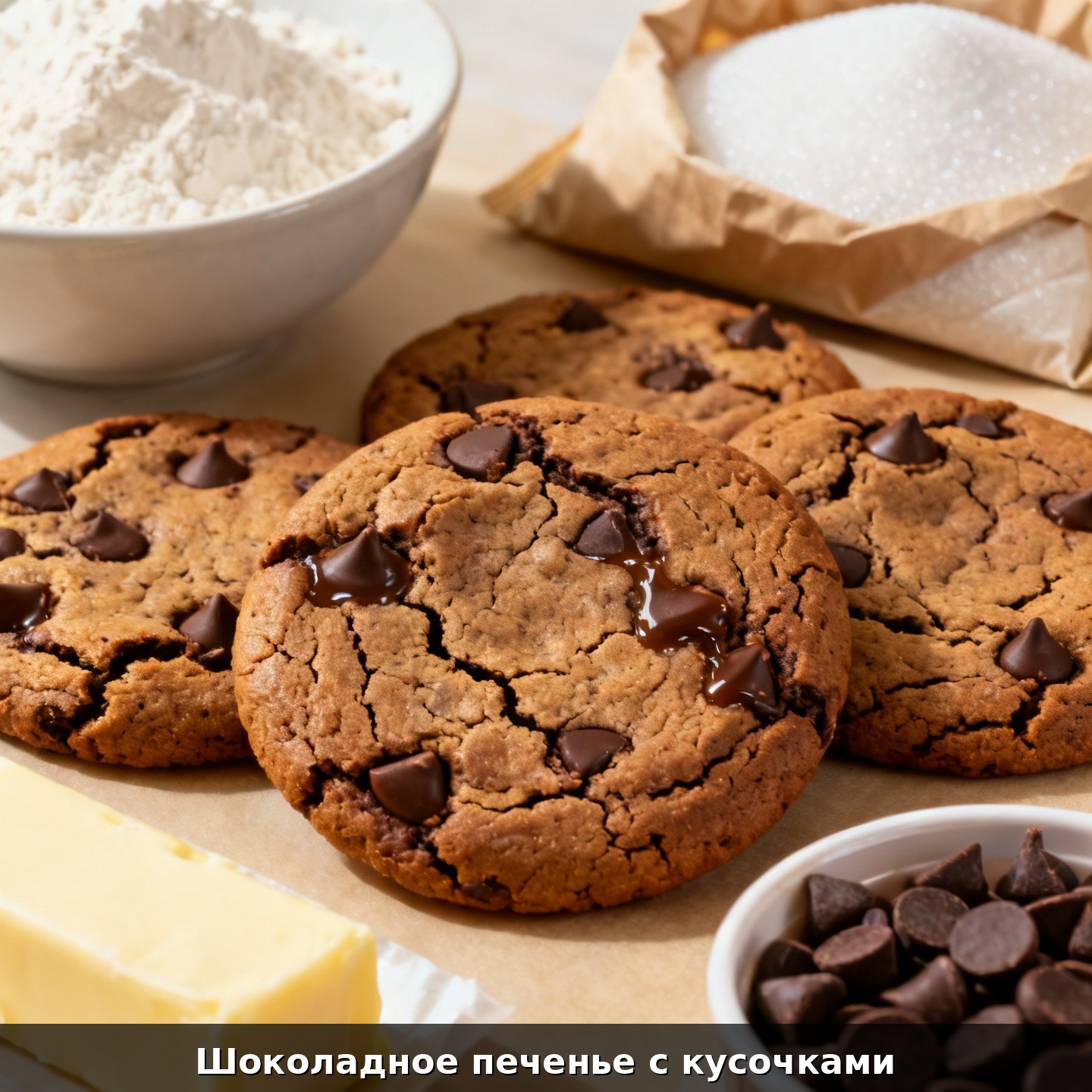 Шоколадное печенье с кусочками