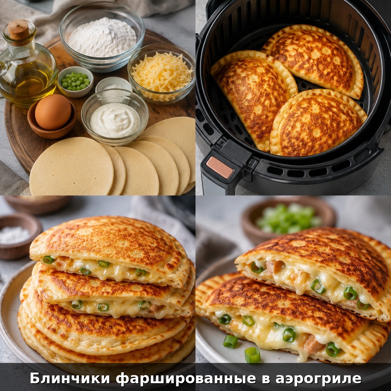 Блинчики фаршированные в аэрогриле