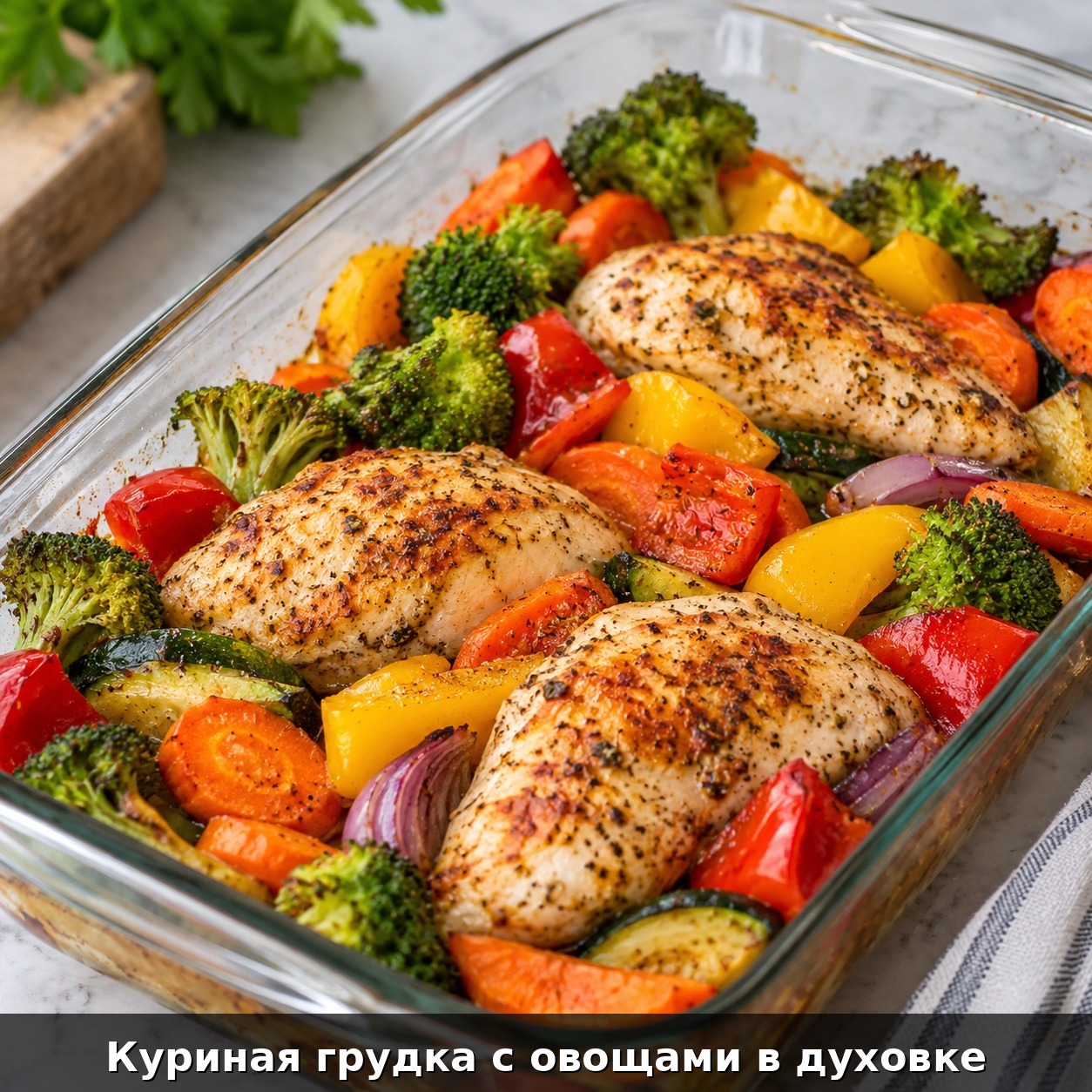 Куриная грудка с овощами в духовке