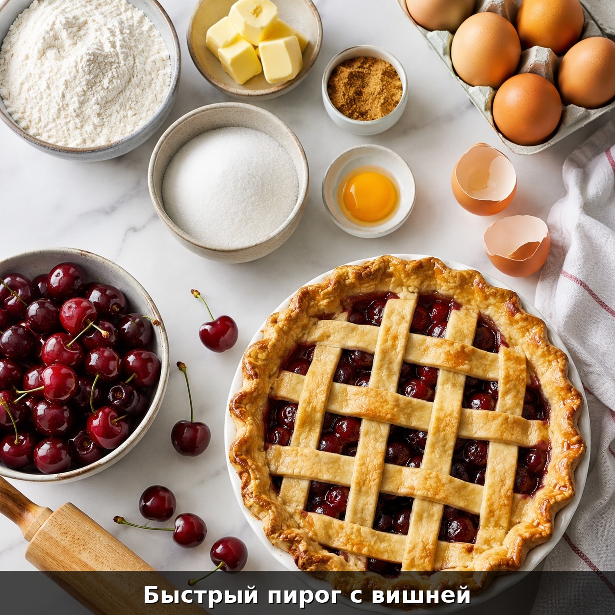 Быстрый пирог с вишней